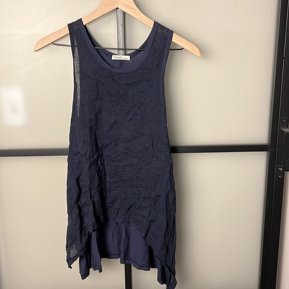 Fresh Laundry Blue Uneven Linen Tank Size Medium